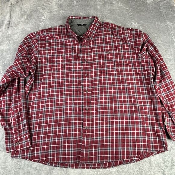 Wrangler Shirt Mens 2X Western Long Sleeve Red Gray Plaid‎ Button Cotton Blend - Picture 2 of 9